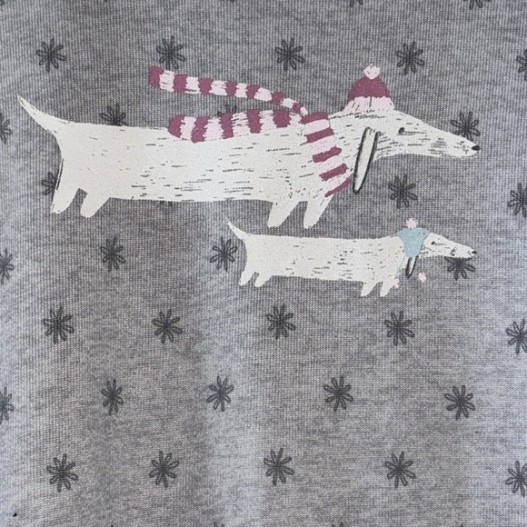 LC Lauren Conrad Dachshund Dog Snowflake Fleece Pullover Long Sleeve Top - Picture 3 of 8